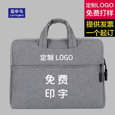 Briefcase Customized logo Business Hand bag Office Meeting Business Travel Printing Men Women Canvas Computer Large Capacity