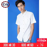 C & A vá túi ve áo oxford áo sơ mi nam 2018 mùa hè cotton ngắn tay áo trắng CA200205296 áo sơ mi nam big size