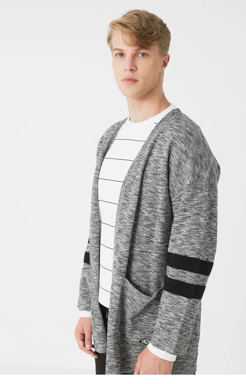 C & A Loose Off Shoulder Tay áo cardigan Áo len nam mùa thu Cotton đan hàng đầu CA200210197 áo len nam cổ tim	