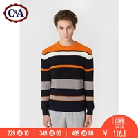 C & A màu sắc tương phản dày bông áo len nam 2018 đầu mùa xuân mới vòng cổ áo thun knit top CA200200681 áo sơ mi nam