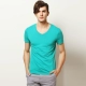 C & A cotton mỏng cổ chữ V ngắn tay áo thun nam Mùa hè giản dị đơn giản màu cơ bản đứng đầu ECD214004 áo thun form rộng nam
