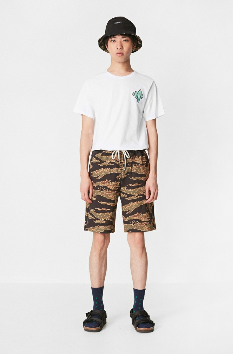 C & A Dây rút thun eo Ngụy trang Quần short thể thao Đàn ông Mùa hè Dệt kim Cotton Quần thường CA200207009-M0 quần sọt nam