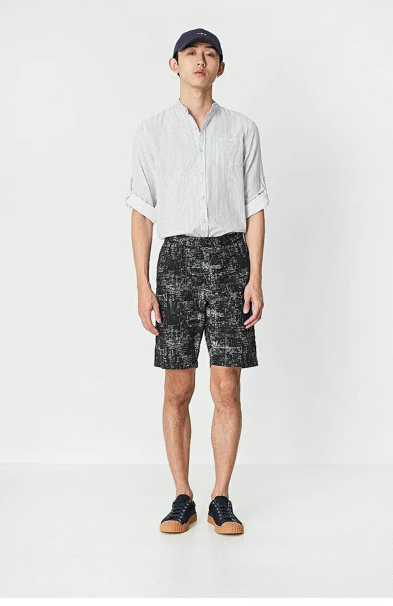 C & A quần zip nam đơn giản 2018 cotton mùa hè in quần short Bermuda CA200205447 quần ngố nam