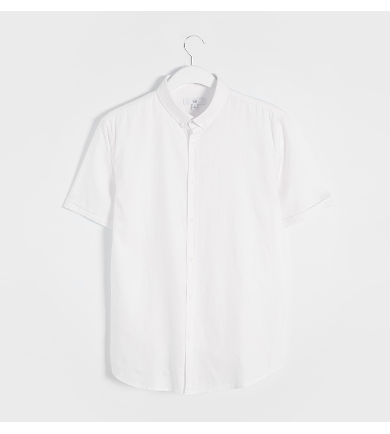 C & A nam rắn màu ve áo ngắn tay áo 2018 mùa hè mới bông Casual áo sơ mi trắng CA200207131 áo kiểu công sở đẹp