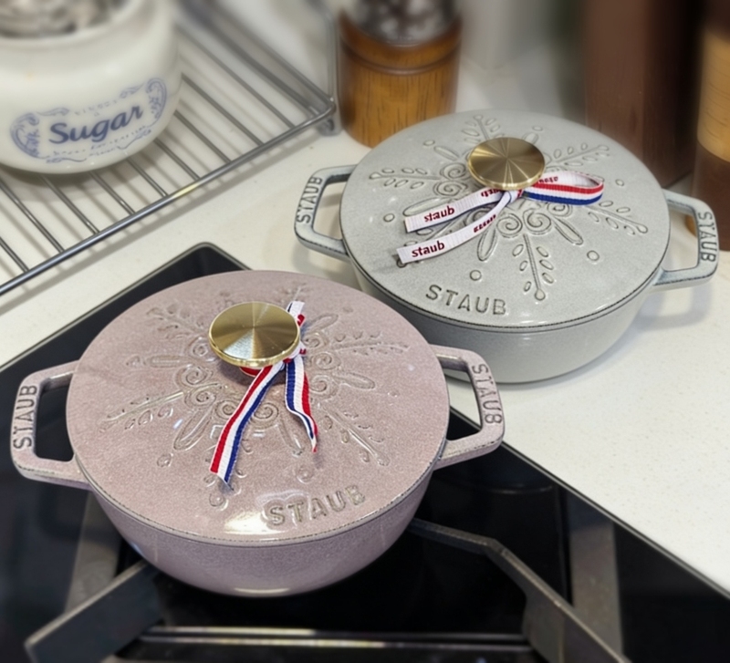 【Authentic Product】Staub Snowflake 16cm Mummy Pot Enamel Cast Iron 1-Person Uncoated Stew Pot