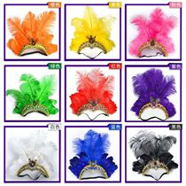 Dance performance feather headdress red hair hoop Carnival belly dance performance masquerade supplies New