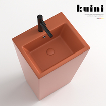 Colored ceramic pedestal basin brick red one-piece floor-to-ceiling bathroom balcony hotel B&B wash basin wash basin