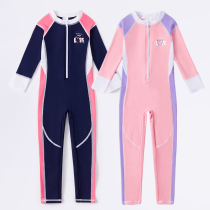 Childrens swimsuit girl baby small CUHK Warm Conjoined Long Sleeves Long Pants Bubble Spa Sun Protection Training Swimsuit