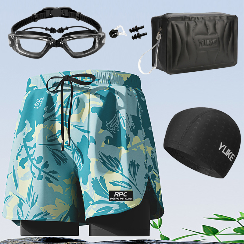 Teenagers, High School and Junior High School Students, Anti-Embarrassment Swimming Trunks, Loose, Large Size, Fat Boy, Double-Layered Professional Swimming Shorts Teenagers, High School and Junior High School Students, Anti-Embarrassment Swimming Trunks, Loose, Large Size, Fat Boy, Double-Layered Professional Swimming Shorts