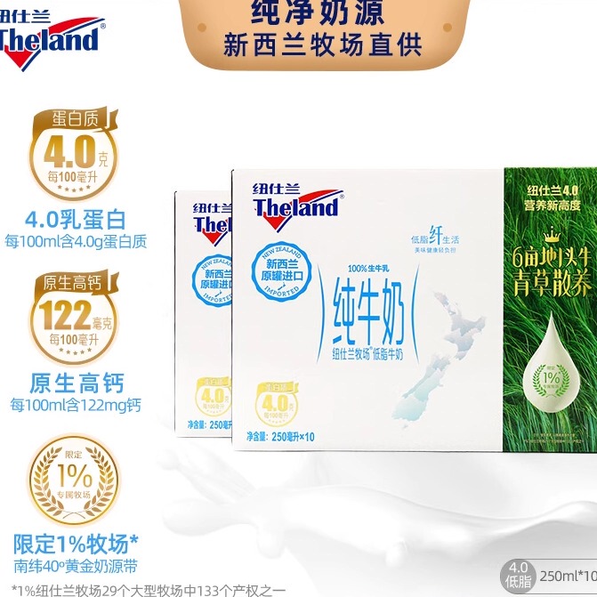 Theland Milk Imported from New Zealand 4.0g Protein Low-Fat Pure Milk Gift Box Theland Milk Imported from New Zealand 4.0g Protein Low-Fat Pure Milk Gift Box