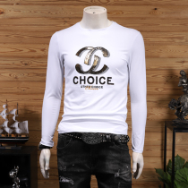 2022 Spring autumn season with long sleeves T-shirt mens silk light cotton embroidery Fashion Chauded white manmade up for the undershirt