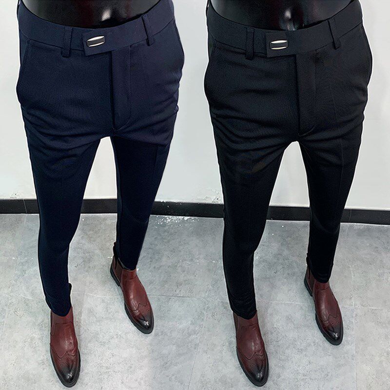 Business casual positive dress pants men's Korean version trendy 90% free of ironing small western pants with small feet 100 lap pants