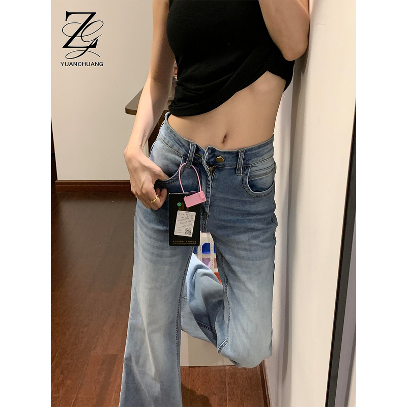 Light-Colored Low-Waisted, Non-Tight-Fitting, Slightly Flared Jeans for Women, 2026 Summer New Style, Petite, Slimming, Straight-Leg Flared Pants Light-Colored Low-Waisted, Non-Tight-Fitting, Slightly Flared Jeans for Women, 2026 Summer New Style, Petite, Slimming, Straight-Leg Flared Pants