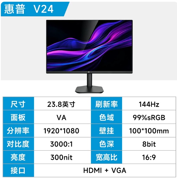 Hp S24E S27Q V24 S27 23.8-Inch 144Hz Low Blue Light Micro-Border Office Display Hp S24E S27Q V24 S27 23.8-Inch 144Hz Low Blue Light Micro-Border Office Display