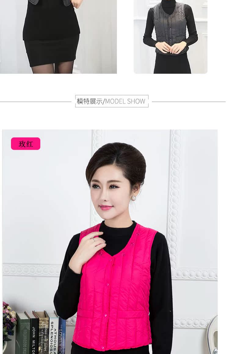 Mùa thu và mùa đông của phụ nữ ngắn xuống áo vest cotton mẹ tải dày vest thời trang trung niên nữ cao cấp 