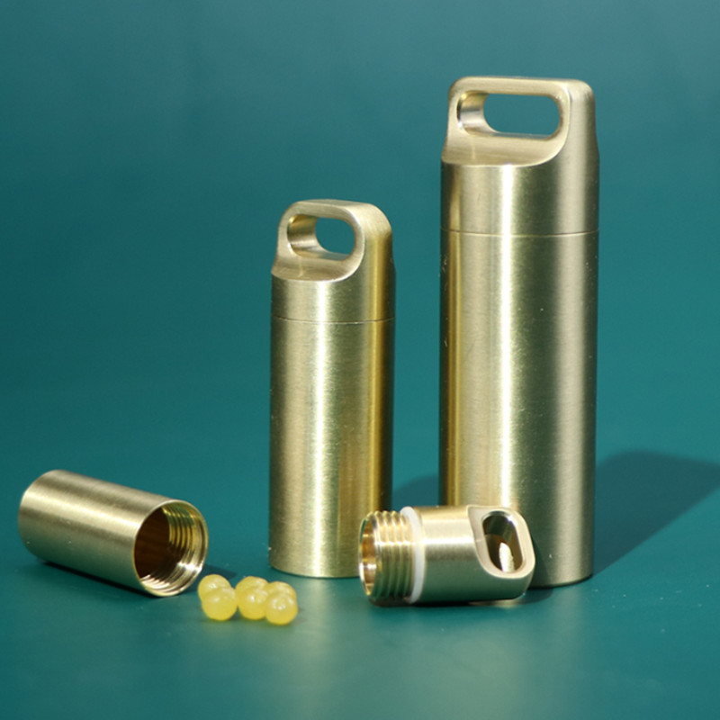 Creative brass sealed waterproof and moisture-proof medicine box portable small medicine box simple travel pill medicine box