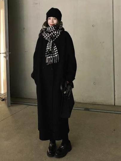 黑灰色双面羊绒大衣女2025秋冬新款中长款高级感羊毛呢子韩系外套