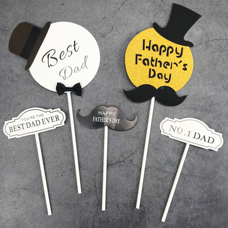 Special Net red cake decoration decoration daddy black beard hat father plug-in dessert table accessories