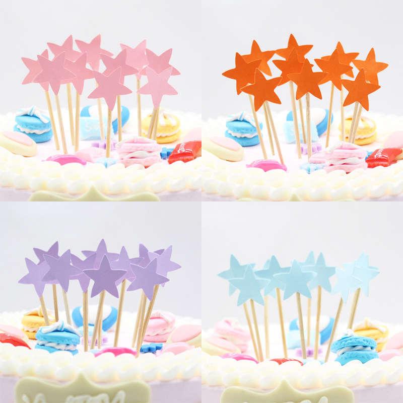 Pentagram Cake Inserts Decoration Inserts Flags Stars Birthday Cake Creative Arrangement Decoration Plug-in Sweet desk inserts-Taobao
