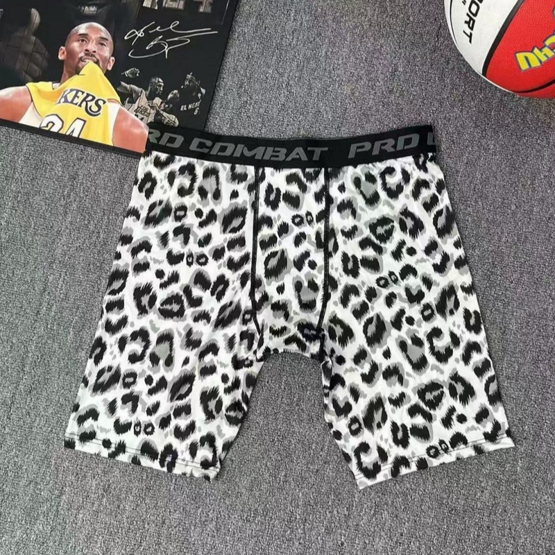 Four-Point Basketball Compression Shorts Leopard Print Shorts Men's Sports Training Fitness Breathable Youth Compression Leggings Running