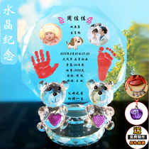Baby hand and foot ink pad newborn baby full moon 100 days one year old crystal hand and footprint souvenir childrens birthday gift