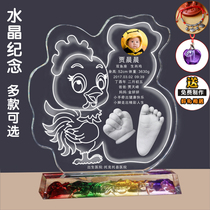 Baby handfoot prints muddy souvenirs children babies newborns One Hundred Day gifts rooster custom set-up