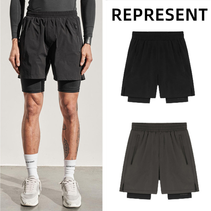 Fake Two-Piece American-Style Basketball Shorts for Men, Summer Training Cycling Shorts, Running Quick-Dry Double-Layer Fitness Sports Shorts with Lining Fake Two-Piece American-Style Basketball Shorts for Men, Summer Training Cycling Shorts, Running Quick-Dry Double-Layer Fitness Sports Shorts with Lining