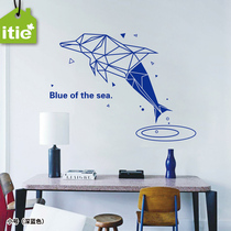 Dolphin whale shop living room sofa background TV wallpaper company office inspirational English wall sticker-blue