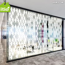 Custom transparent electrostatic glass anti-collision UV printing film Creative geometric fish scale company office-light rhyme