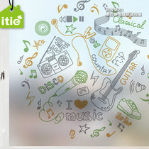 Love stickers custom frosted electrostatic glass explosion-proof film music piano studio office stickers-music elements