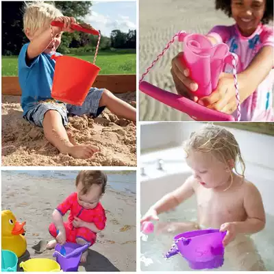 Foldable outdoor children's beach water play small bucket portable baby bath silicone bucket toy multi-color