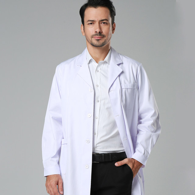 Nightingale white coat, summer coat, short-sleeved long-sleeved doctor's coat, lab coat, male and female doctor's uniform, white coat overalls