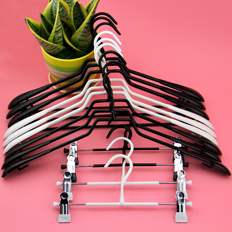 Stainless adult clothes hanger Home Hanger Black Clothes Rack Clothing Shop Anti Slip No-Mark Children Clothes Hang Pants Rack Clips