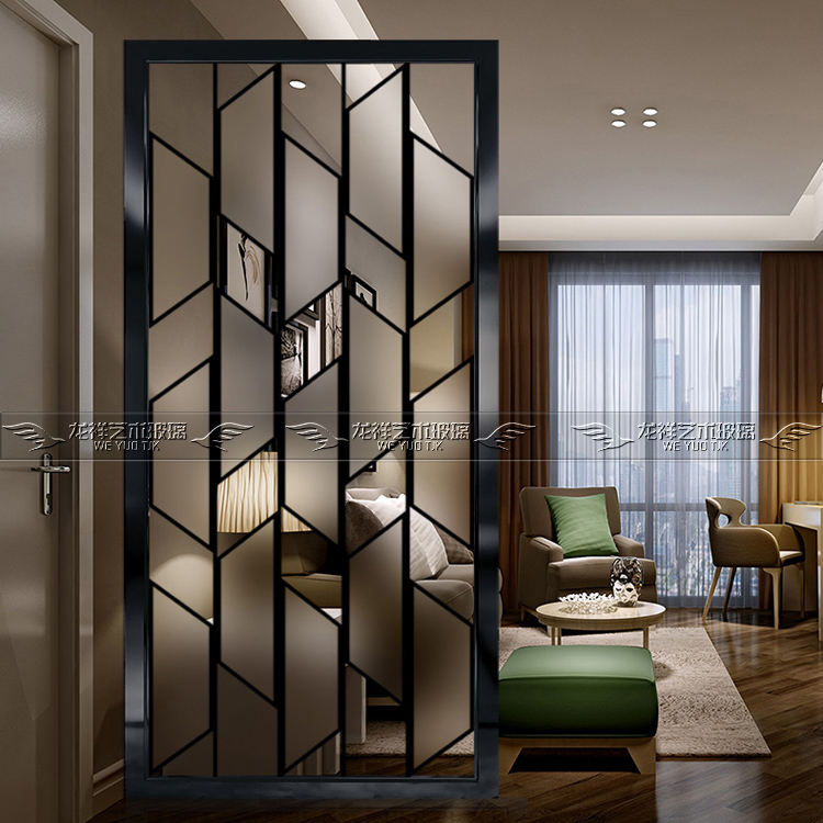 Modern minimalist art glass screen living room home improvement partition entrance porch background double-sided translucent European style lattice