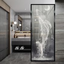 Customized modern minimalist art glass living room and bedroom blocking screen partition entry entrance background light transmission light luxury