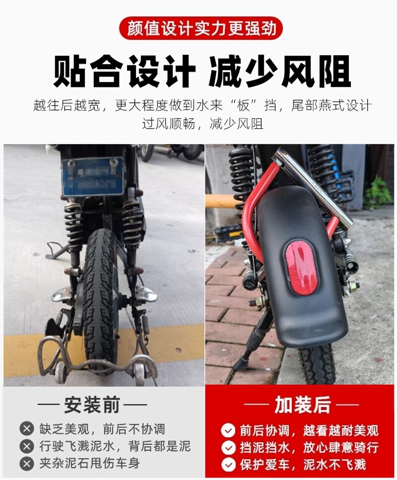 Electric Vehicle Electric Mudguard Rear Wheel 14-Inch Bicycle Electric Vehicle Universal Mudguard National Standard Xiaomidou Model