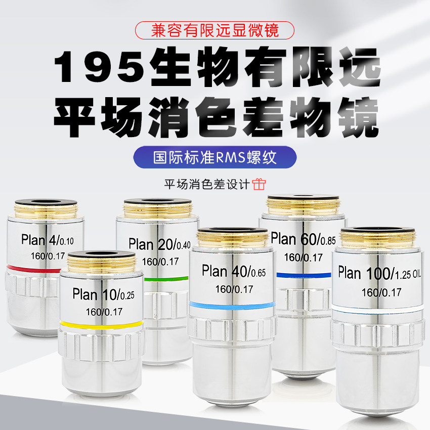 195有限远平场消色差物镜4X10X20X40X60X100X  Plan 生物专用物镜