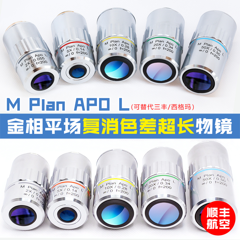 Metallographic Plano-Achromatic Super-Long Working Distance Objective Lens, 95mm Focal Length, Apo Infinity Correction