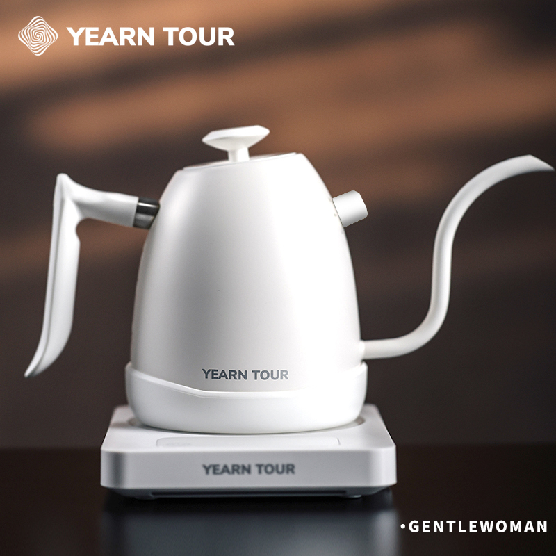 Yearntour Hand-Brewed Coffee Adjustable Flow Long Spout Temperature Control Kettle 316 Stainless Steel Constant Temperature Control Coffee Competition Use