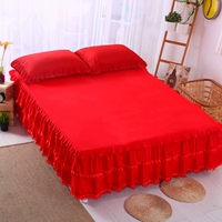 Hàn Quốc kết hôn ren kỷ niệm lớn màu đỏ một mảnh giường váy bedspread Li Xia phần mỏng giường đơn trải 1,82 m giường - Váy Petti váy giường đẹp	