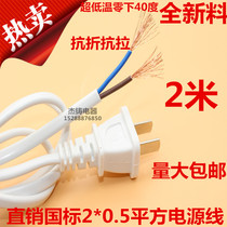 Large standard 2*0 5 square power cord Two two-core two-pin plug line two holes with plug line