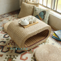Japanese-style futon woven tatami coffee table Pastoral solid wood living room Balcony Coffee table Bay window table