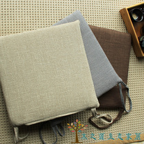 Japanese-style bay window Cotton hemp seat cushion Sponge square dining chair cushion Tatami removable and washable seat cushion with strap student pad