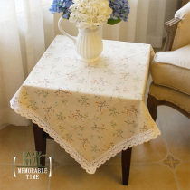 Japanese cotton and linen small fresh pastoral style household coffee table dining table Coffee table Tablecloth dustproof cartoon lace cover cloth