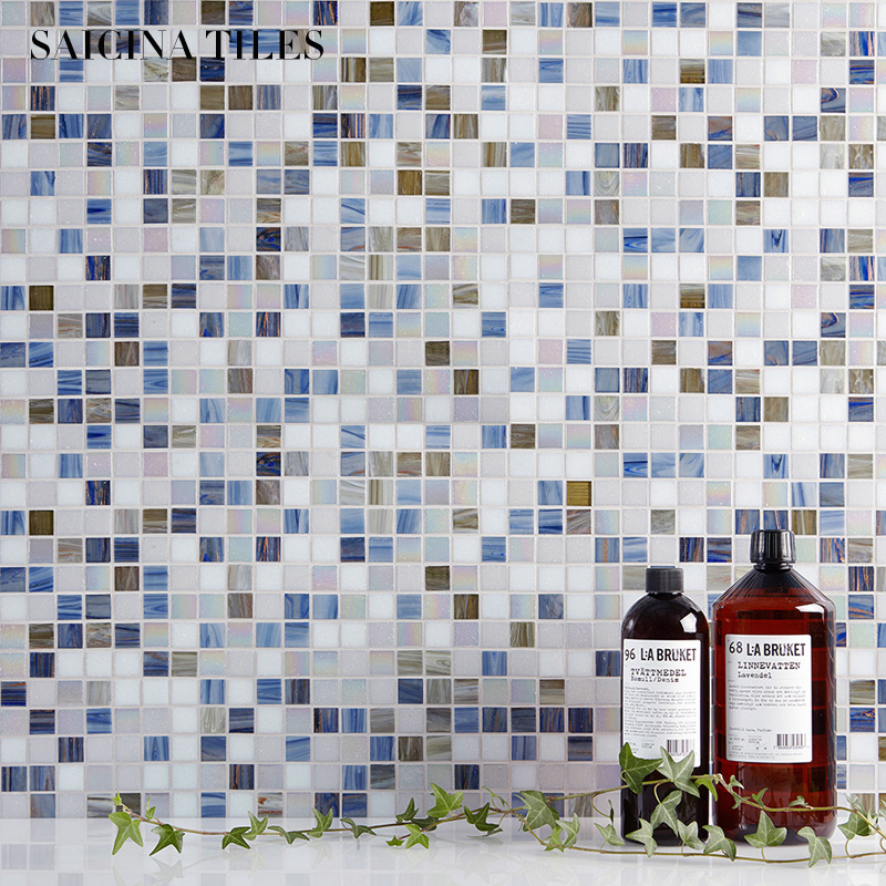 Nordic Mediterranean Blue gray glass mosaic tiles Kitchen bathroom Bathroom wall tiles Balcony Toilet Pool Swimming Pool