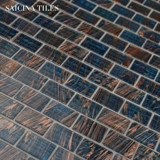 Retro Teng's Blue Glass Mosaic Plain Ванная комната для ванной комнаты балкон фон кухня ресторан синяя стена плитка