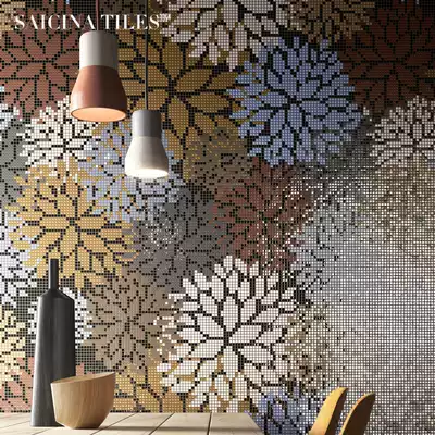 Nordic ceramic glass mosaic puzzle art balcony dressing room background mosaic custom window decorative tiles