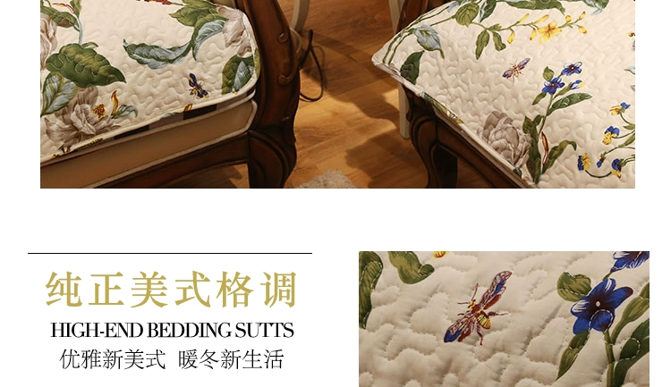 bộ khăn kết hợp ghế sofa đệm sofa đệm trượt bông cổ điển vải mộc hoa bông hộ gia đình dựa Mỹ - Ghế đệm / đệm Sofa