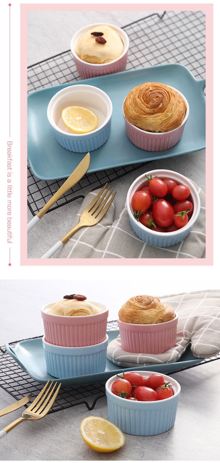 Bát nướng nhỏ Souffled gốm nướng bát pudding nướng khuôn hấp trứng hấp nhà sáng tạo tráng miệng bát ăn nhẹ - Tự làm khuôn nướng khuôn bánh kẹp