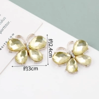 Пряжка G-13-20 с желтыми кристаллами и бриллиантами в форме бабочки